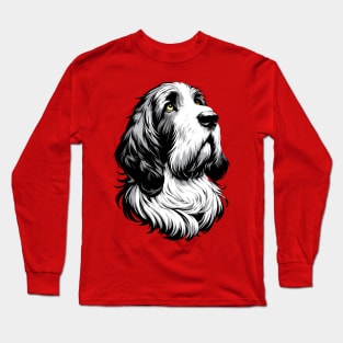 Stunning and Cool Grand Basset Griffon Vendeen Monochrome and Gold Portrait for Father's Day Long Sleeve T-Shirt